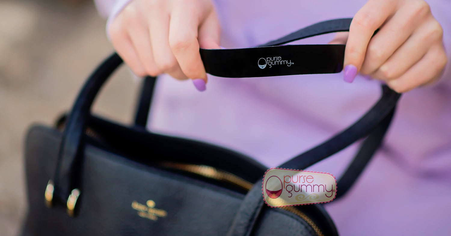 Purse Gummy prevents strap slips and keeps all your straps secure on your shoulder.  It's the non slip shoulder strap solution!