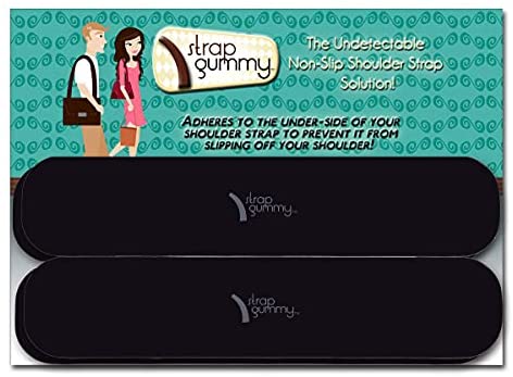 Strap Gummy® - Prevent Strap Slips - The Original Non Slip Shoulder Strap Grip Strips – Set of 4 - Large Black