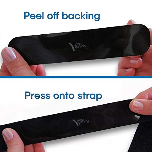 Strap Gummy® - Prevent Strap Slips - The Original Non Slip Shoulder Strap Grip Strips – Set of 4; 2 Large Black and 2 Small Semi-Clear