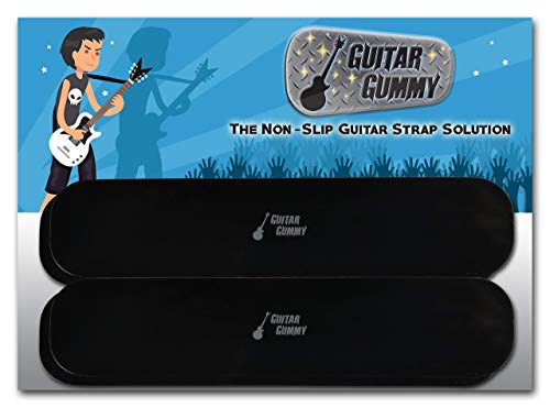 Guitar Gummy® The ORIGINAL Guitar Strap Non Slip Grip Strip Pad; Prevent Neck Dive - SET of 4 PIECES; Large Black (Black)