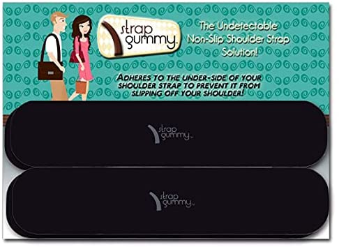 Strap Gummy® - Prevent Strap Slips - The Original Non Slip Shoulder Strap Grip Strips – Set of 4 - Large Black