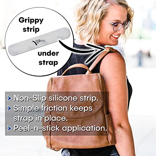 Strap Gummy® - Prevent Strap Slips - The Original Non Slip Shoulder Strap Grip Strips – Set of 4; 2 Large Black and 2 Small Semi-Clear