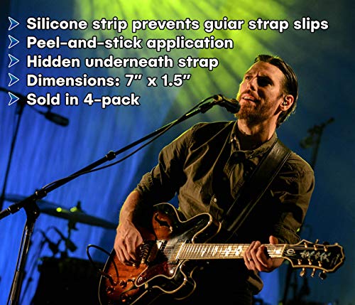 Guitar Gummy® The ORIGINAL Guitar Strap Non Slip Grip Strip Pad; Prevent Neck Dive - SET of 4 PIECES; Large Black (Black)