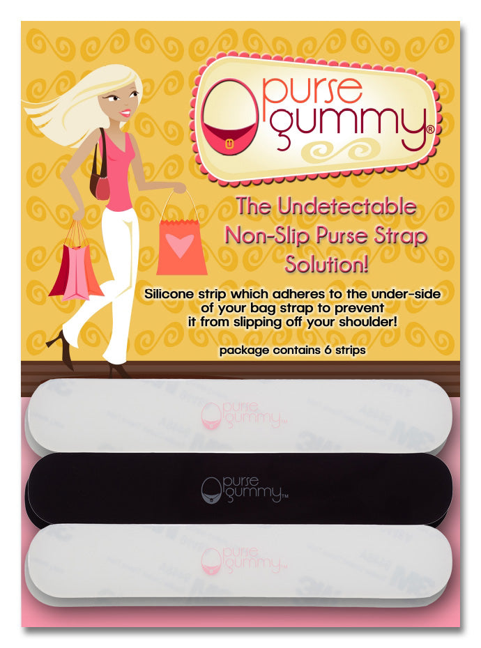 Purse Gummy® Accessory Set of 6 Pieces Variety Pack - GLOSSY BLACK 3 Pieces, SEMI-CLEAR 3 Pieces
